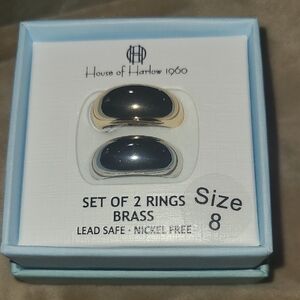 House of Harlow 1960 Black and Gold Ring Duo